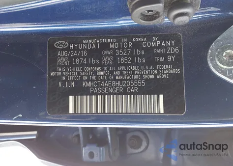 2017 Hyundai Accent Se from USA, damaged, VIN KMHCT4AE8HU205555